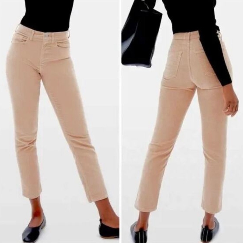 Everlane Salmon Peach High Rise Baby Cord Cheeky Straight Leg Jeans Sz 29